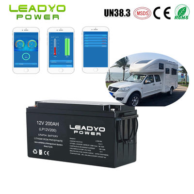 Batteries profondes rechargeables de cycle de la batterie 12V 200Ah LiFePO4 de l'ion rv du lithium IP66 avec l'appli futé