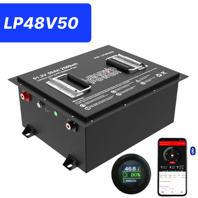 acheter 48V 50Ah 51.2V2 150Amp LiFePO4 Batterie de panier de golf avec écran LCD et Bluetooth fabrication en ligne